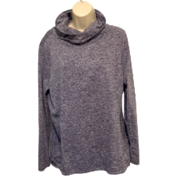 Apana Cowl Neck Pullover Yoga Heather Gray Purple Sweatshirt Womens Large - Picture 1 of 10